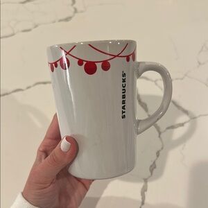 Starbucks White and Red Mug Holiday Ornament Mug - 10.8 oz
